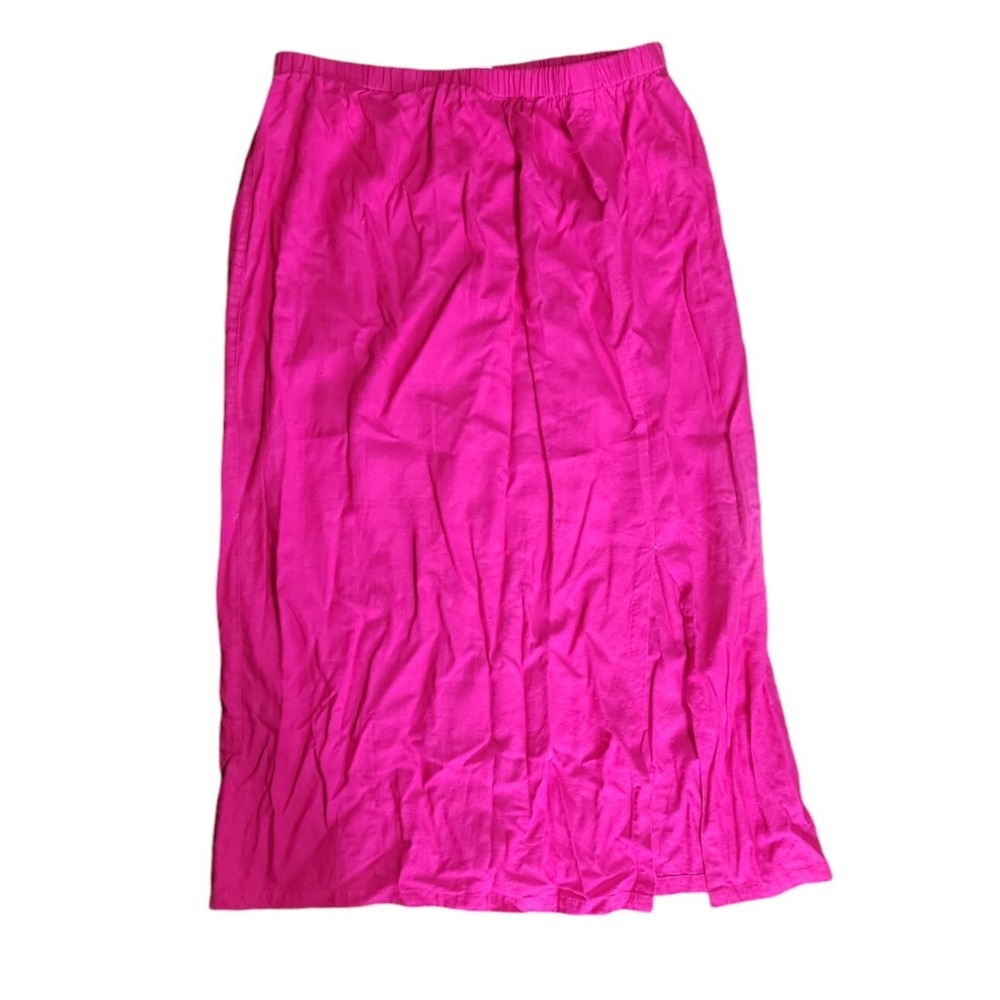 I.S.C.Skirt Womens Size XL Pink Pull On Linen Rayon Blend Long VTG Barbiecore